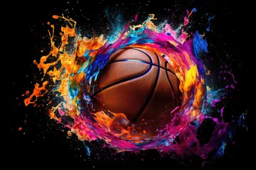 Poster playing basketball on background © Tidarat