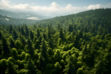 Aerial top view forest tree, Rainforest ecosystem and healthy environment concept and background, AI generate