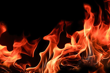  Fire and flames on a black background.