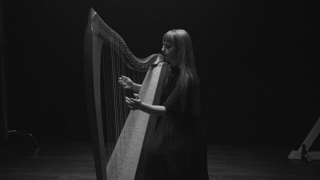 Woman Playing Harp