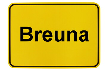 Illustration eines Ortsschildes der Gemeinde Breuna in Hessen