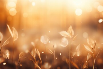 Fototapeta premium Abstract autumn bright light glittering bokeh blur background. Generative AI