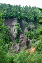 Fototapeta na wymiar 화산암으로 이루어진 아름다운 백두산 금강대협곡 풍경-The beautiful scenery of the Geumgang Grand Canyon of Mt. Baekdu(Mt. Changbaek) made of volcanic rocks