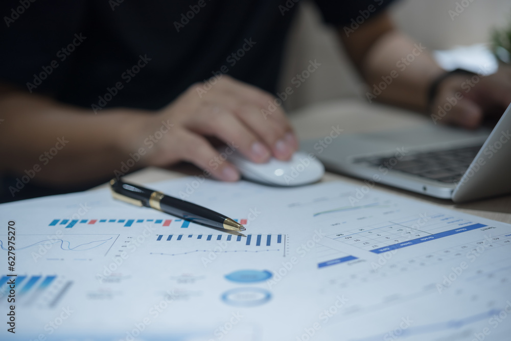 Poster market report and statistics analyzing financial data and trends for business graphs and charts grow