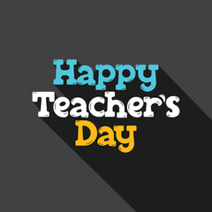 Happy Teacher's Day sketch on black background. Teachers' day typography logo for banner, poster, template, greeting card.