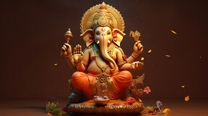  A Lord Ganesha for Ganesh Chaturthi. The sacred object of the Hindus. Generative Ai
