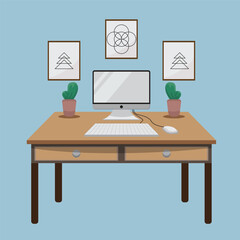 Workspace icon vector illustration. Office Workspace flat design