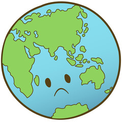 The planet with sad face expression.
