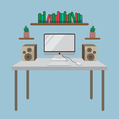 Workspace icon vector illustration. Office Workspace flat design