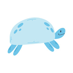 Cute turtle in flat style. Kids hand drawn turtle. Vector illustration.