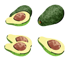 fruit illustrations, simple illustration in abstract flat outline drawing style, healthy food