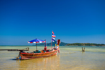 long-tail boat at Poda beach in Thailand