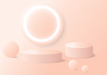 Pink room background. Abstract empty studio. Horizontal bg. Light scene for product. - 627981877