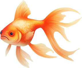 Fototapeta premium goldfish figure body style white background. 