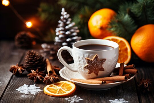 Christmas coffee cup. Generate Ai