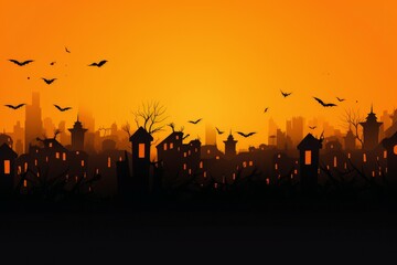 City panorama halloween view. Generate Ai