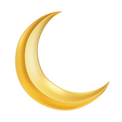 3D Golden Metallic Crescent Moon