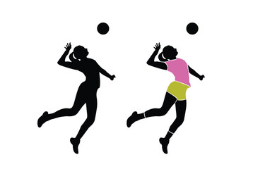 Fototapeta na wymiar image of a female volleyball player in a jumping position vector illustration volleyball player silhouette abstract