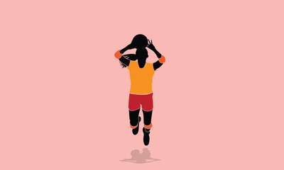 Fototapeta na wymiar Portrait of a female volleyball player on a colorful background isolated. vector illustration volleyball player silhouette abstract