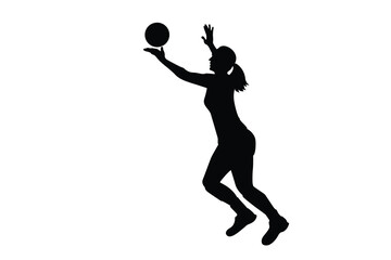 Fototapeta na wymiar Vector silhouettes of women's volleyball Illustration of an abstract volleyball player silhouette