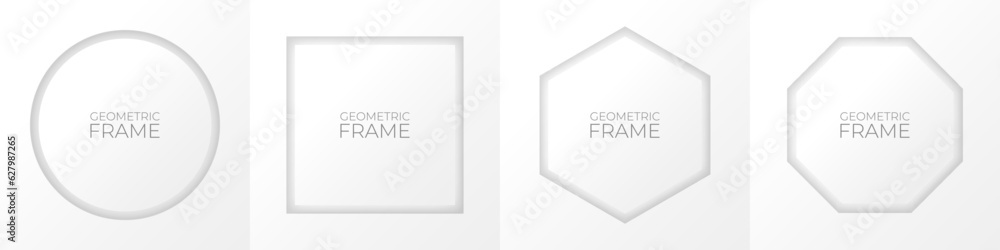 Poster 3d realistic frame set for your product. white and grey minimal geometric background with light and 