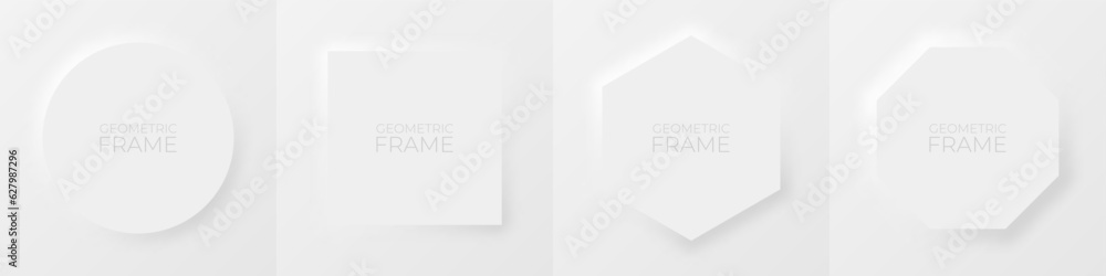 Poster 3d realistic frame set for your product. white and grey minimal geometric background with light and 