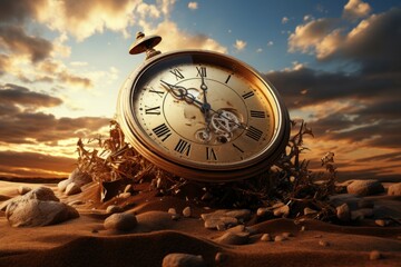 Concept time clock sky. Generate Ai