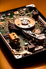 Obraz premium a closeup of a computer hard drive an essential component in data storage devices