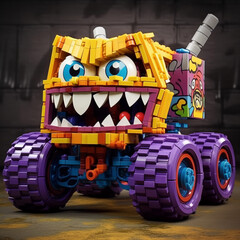 crazy style monster tractor with graffiti on 