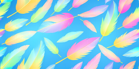 Colorful feather patterns can be used as decoration