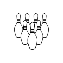 Bowling icon vector. skittles illustration sign. strike symbol or logo.
