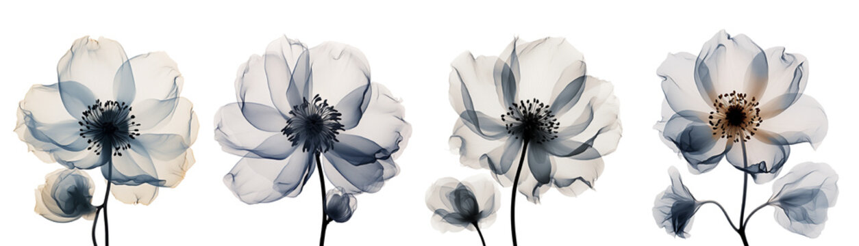 X ray effect flowers. Generative Ai