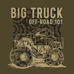 Typographic vector illustration of monster truck. t shirt graphics. print © tolga
