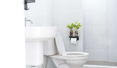 Naklejka na ściany i meble Modern white bathroom interior