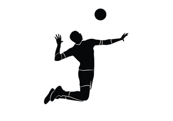 Fototapeta na wymiar vector silhouettes of men's volleyball Illustration of an abstract volleyball player silhouette