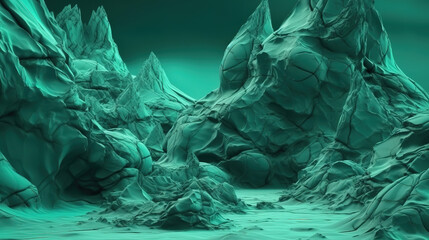 Green blue abstract grunge background and toned rock texture. Generative Ai