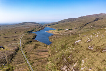 Aerial of lough Keel by Crolly, County Donegal - Ireland.