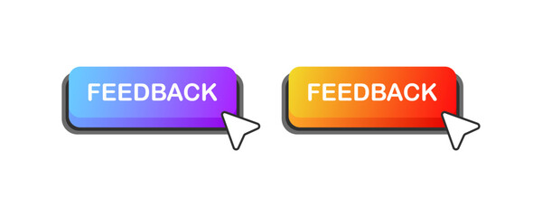 Feedback button. Flat, color, click to feedback, click for feedback. Vector illustration