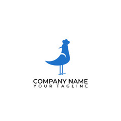 Bird wearing chef hat logo design. Cafe and restaurant concept.