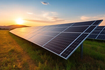 Solar panels, photovoltaic, alternative electricity source - concept of sustainable resources