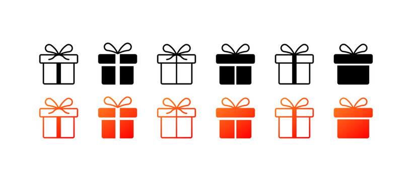 Gift boxes. Flat, color, gift icon, free drop. Vector icons