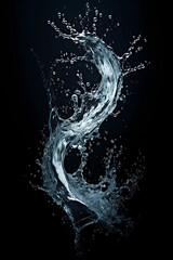 A water splash hitting the black background, in the style of animated gifs