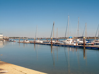 Fototapeta na wymiar Puerto deportivo de Punta Umbría en la provincia de Huelva, Andalucía, España
