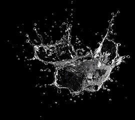 A water splash hitting the black background, in the style of animated gifs