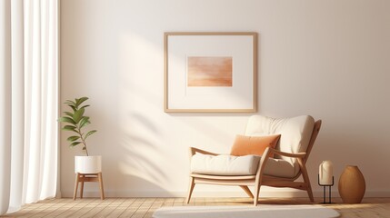 Home design itnerior with some chairs and photo on the wall. Generative ai