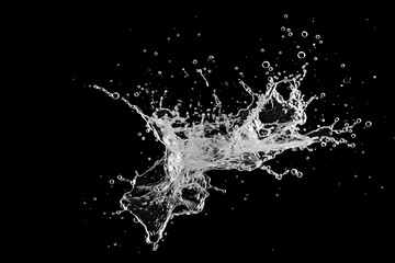 A water splash hitting the black background, in the style of animated gifs