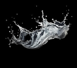 A water splash hitting the black background, in the style of animated gifs