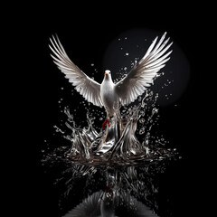the bird with water splash hitting the black background, in the style of animated gifs