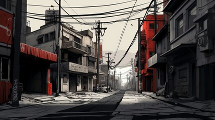 street in the old town country. Generative ai