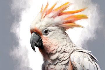 Cockatoo isolated on white background. Generative AI